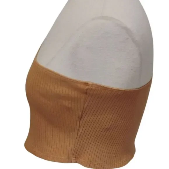 Aerie Tank Top Women's Cropped One Shoulder Tie Ribbed Playful Boho Beige XL - Picture 4 of 9